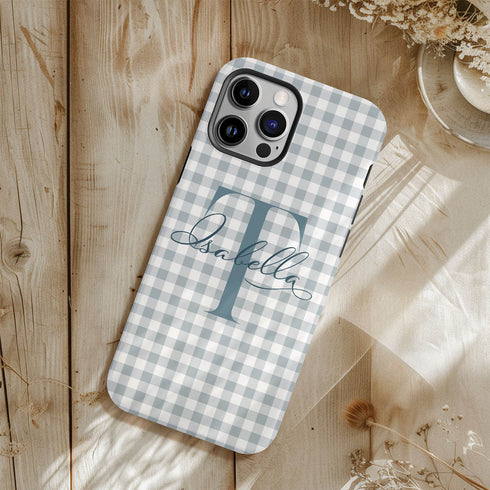 Custom Gingham Name & Initials iPhone Case